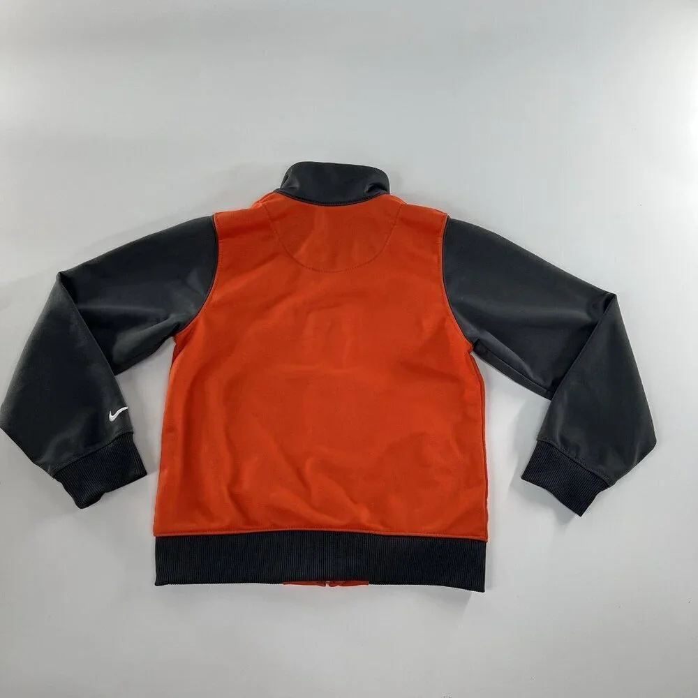 Nike Toddler Boys Full Zip Long Sleeve Jacket Size 4T Orange Grey Mock Neck